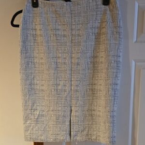 Ann Taylor White and Tan Knee-Length Pencil Skirt